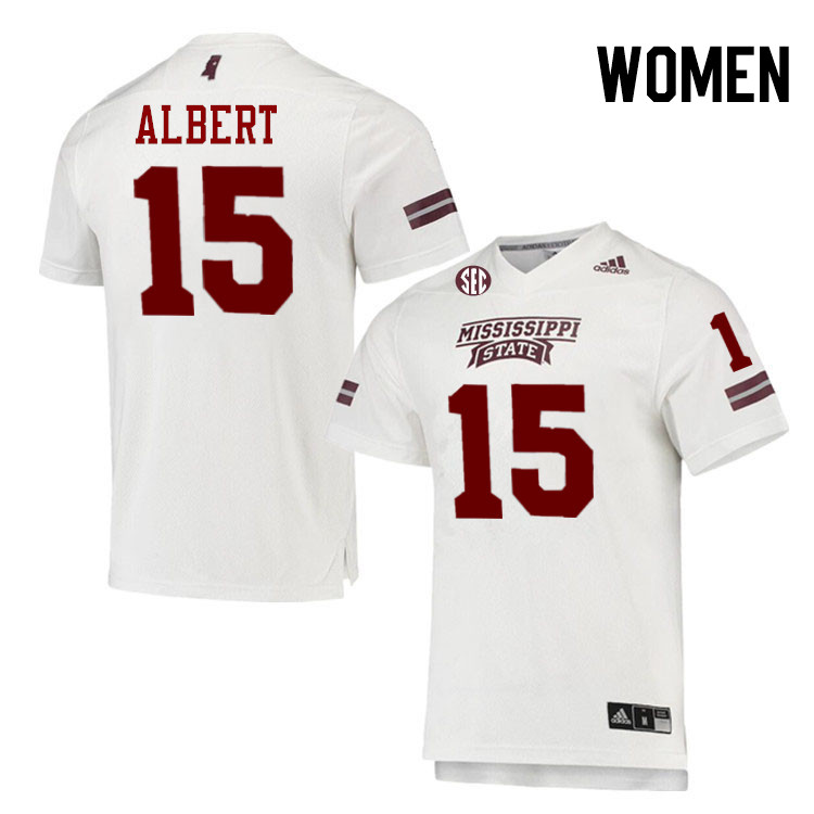 Women #15 Kobi Albert Mississippi State Bulldogs College Football Jerseys Stitched-White